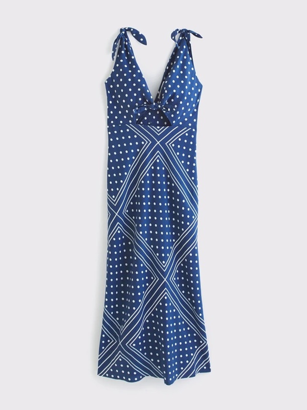 Abercrombie & Fitch Navy and White Polka Dot Maxi Dress